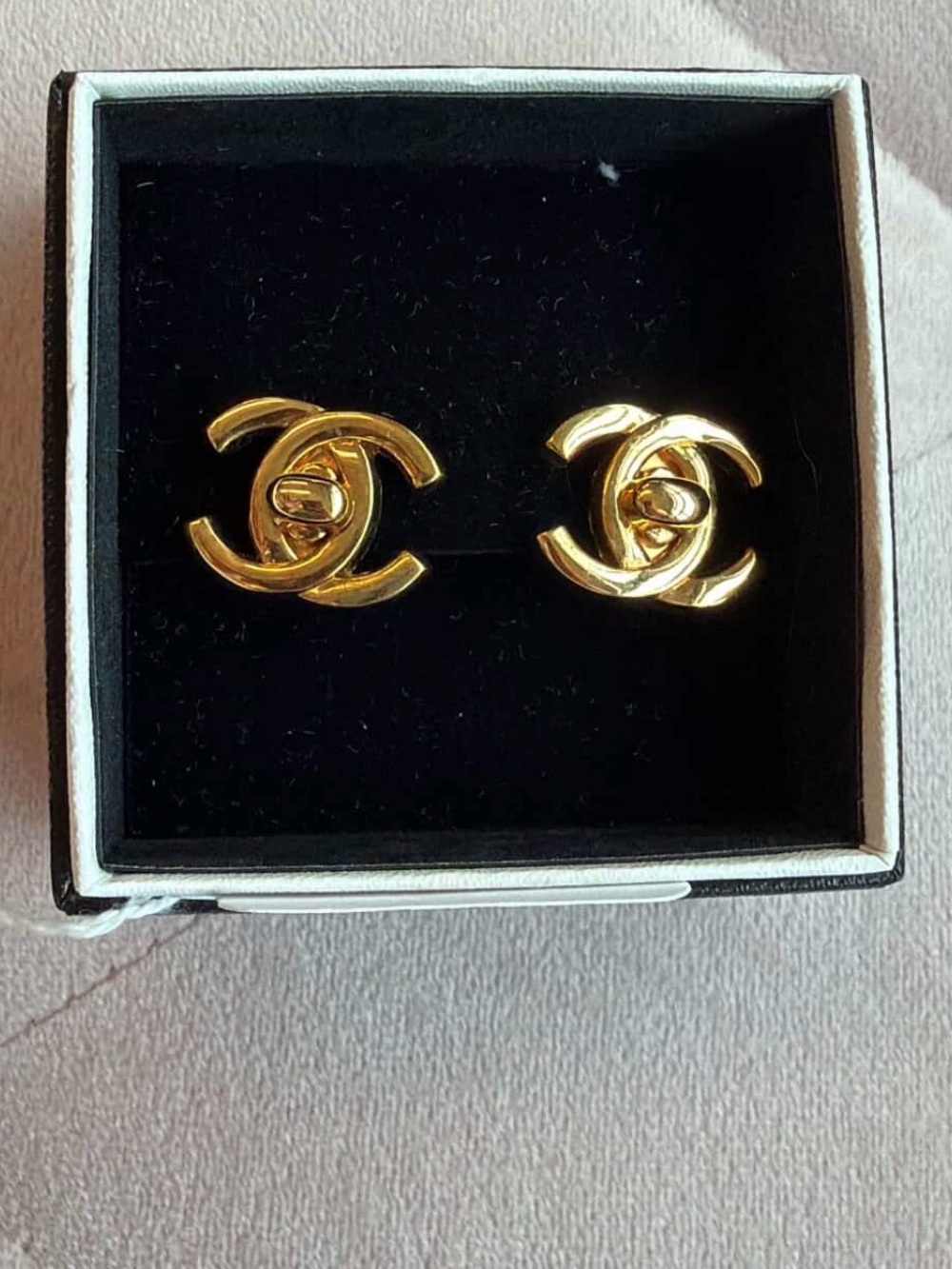 24k Chanel turn lock Earrings
